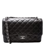 Pre-Owned Chanel Classic Flap Jumbo Caviar RFID Black | Black and Silver
