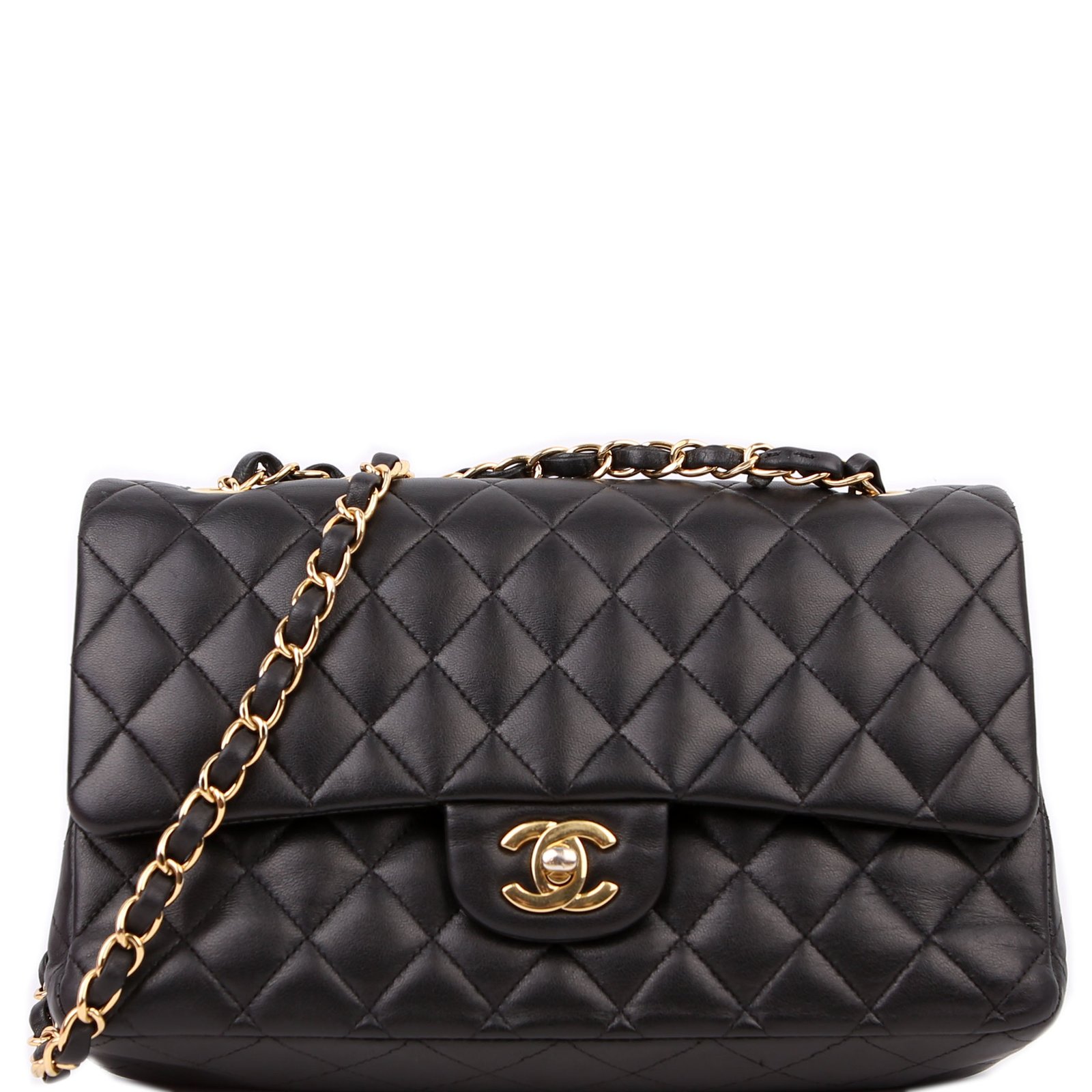 Chanel Mini Square Flap Bag Black and Gold