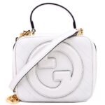 Pre-Owned Gucci 744434 Blondie Leather Top Handle Bag White | White and Gold