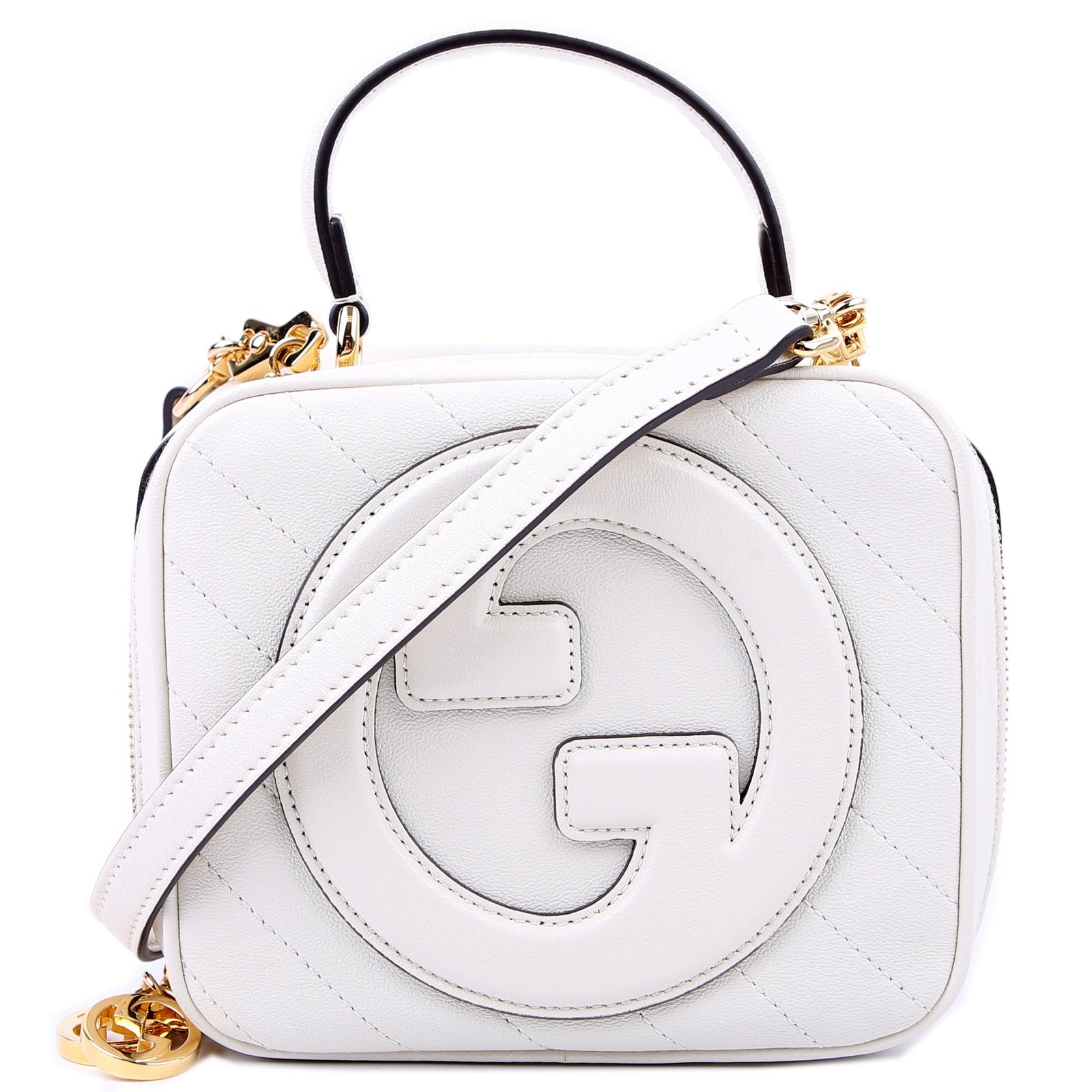 1781653307569YDGGP2DK9JK224PLU54T.jpg Pre-Owned Gucci 744434 Blondie Leather Top Handle Bag White | White and Gold - Image 1