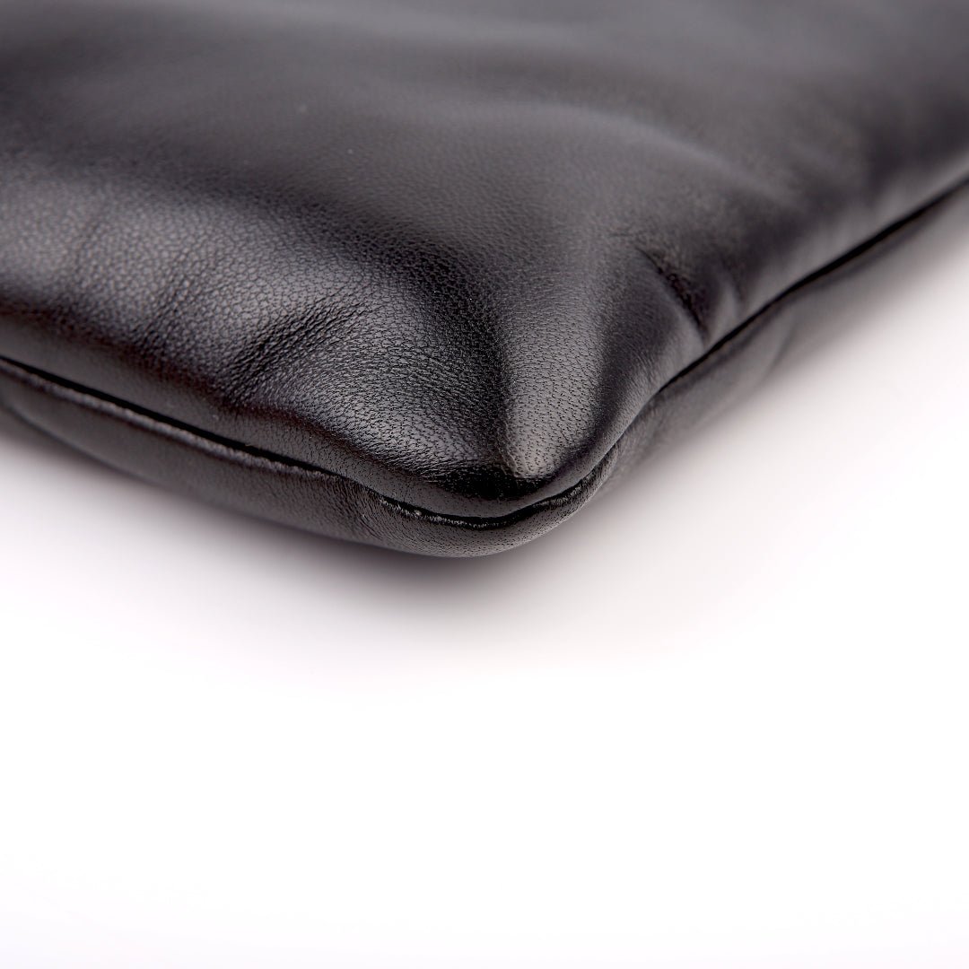 Saint Laurent Large Puffy Pouch in black lambskin, interior compartment view