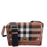 Pre-Owned Burberry Note Knit Check Medium Bag Brown | Brown, Black, and Gold