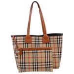 Pre-Owned Burberry London Check Tote with Pouch Small Tan | Tan and Black