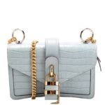 Pre-Owned Chloe ABY Crocodile Embossed Chain Shoulder Bag | Gray Teal