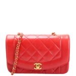 Pre-Owned Chanel Diana Flap Small Lambskin Red | Red and Gold