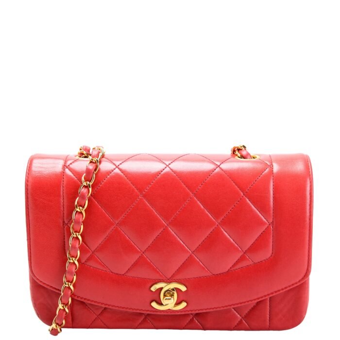 Chanel Diana Flap Small Lambskin Red | Red and Gold