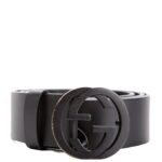 Interlocking GG Leather Belt Size 80/32 Black