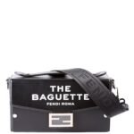 Pre-Owned Fendi X Marc Jacobs Soft Trunk Baguette Leather | Black, White, and Silver