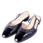 Pre-Owned Chanel Cap Toe CC Slingback Flats Size 41.5 Black