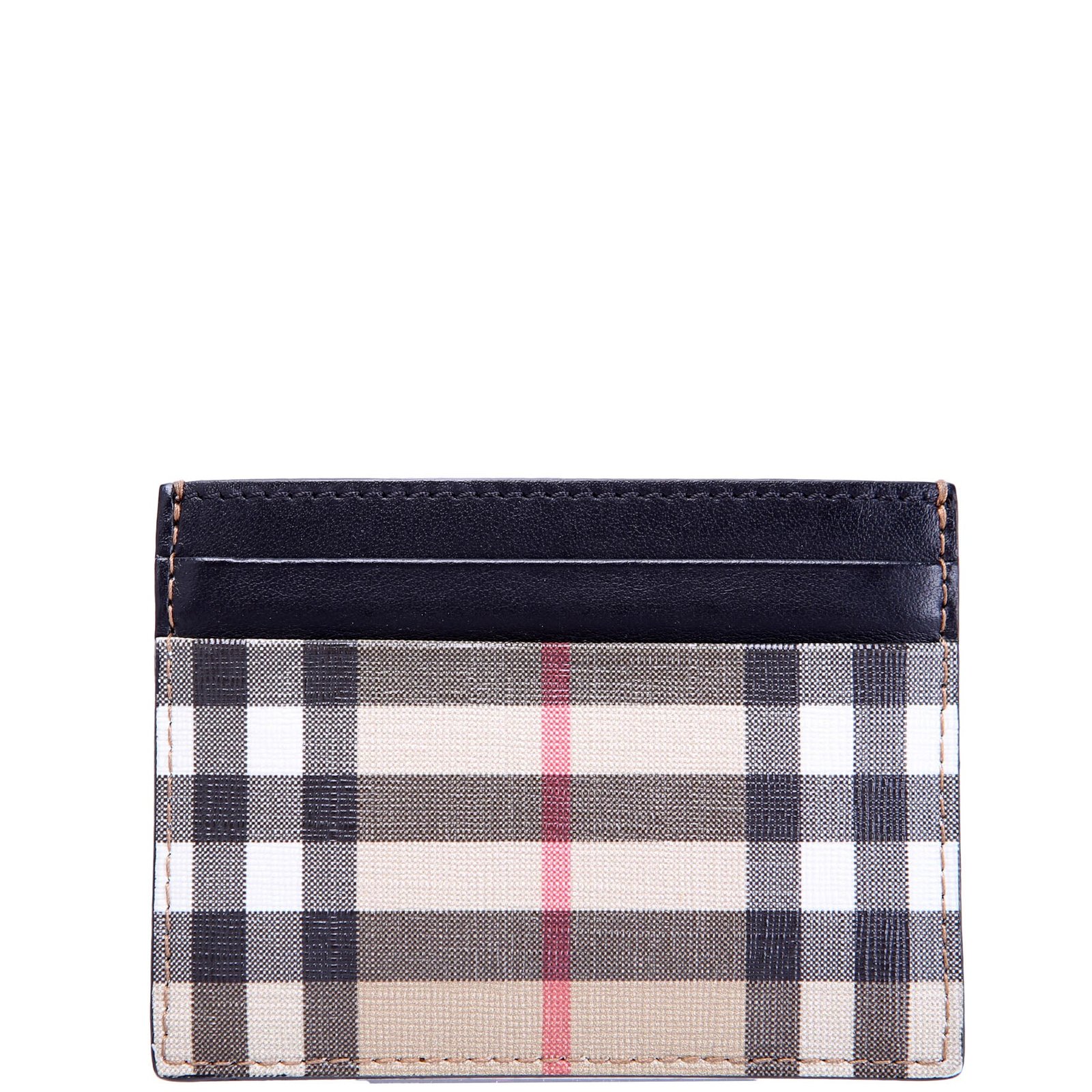 1787072694158HLVVDNN133NL9XVBUXAQ.jpg Pre-Owned Burberry Sandon Check Card Holder 8016614 | Black, White, and Red - Image 1