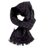Pre-Owned Gucci 544619 GG Jacquard Knit Scarf Black