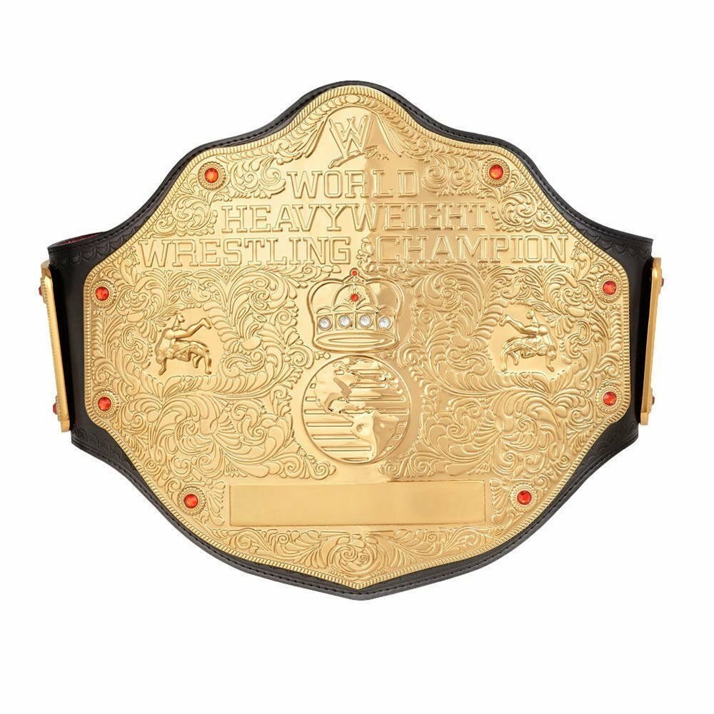 classic-big-gold-wrestling-belt-replica-front-view.jpg Classic Big Gold Wrestling Championship-Style Belt Replica, Adult Size - Image 1