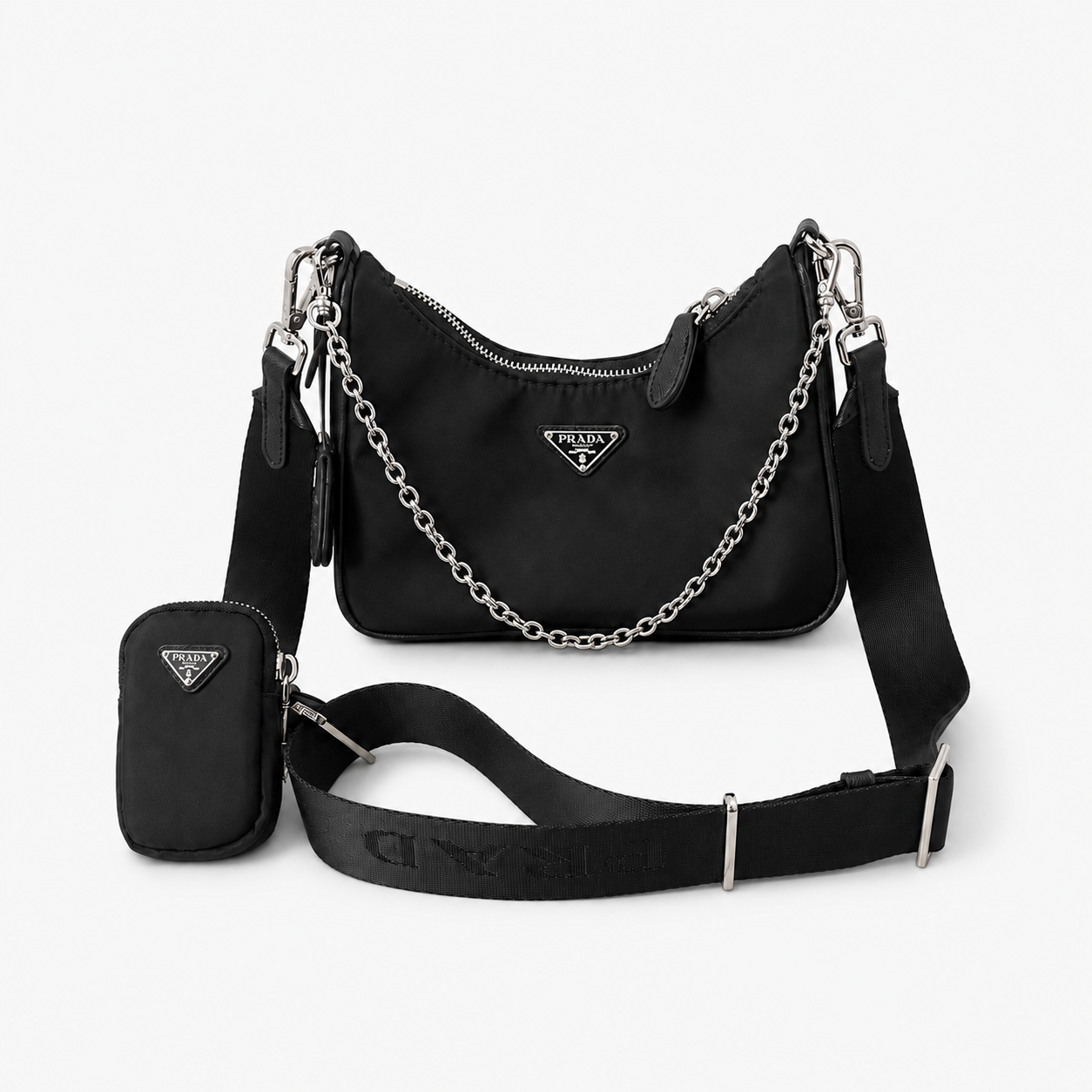 013c4134-2d5e-4f99-aed2-39a4b5bd5f57.png Nylon Crescent PR Shoulder Bag - Image 1