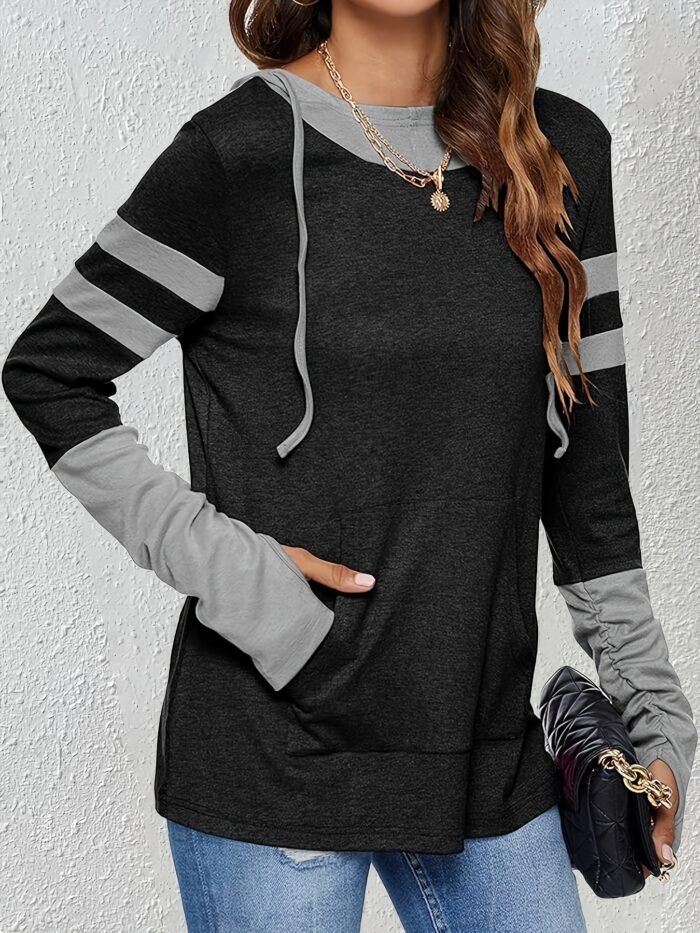 Women's Two-Tone Drawstring Hoodie – Relaxed Hooded Sweatshirt | Marlene