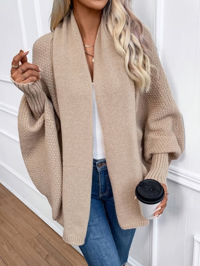 Women's Batwing Open-Front Cardigan – Relaxed Knit Sweater | Nora