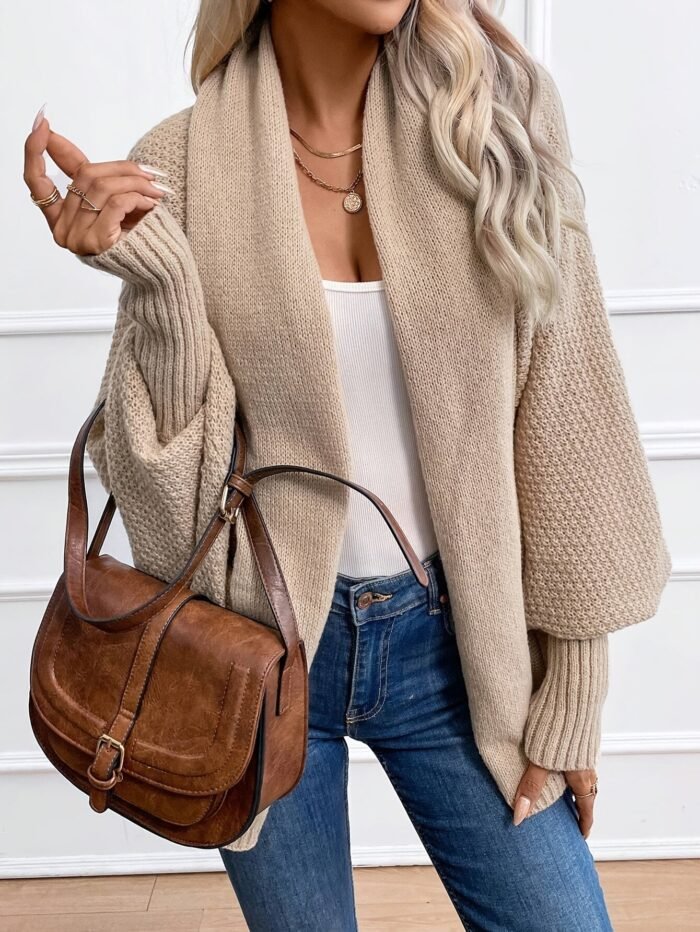 Women's Batwing Open-Front Cardigan – Relaxed Knit Sweater | Nora