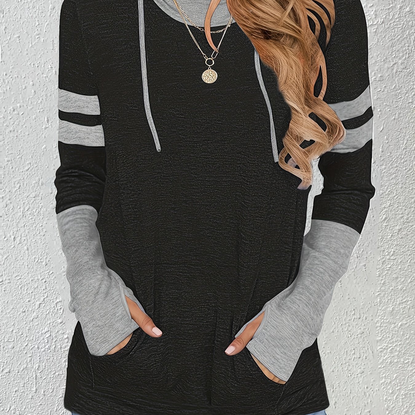 Women's Two-Tone Drawstring Hoodie – Relaxed Hooded Sweatshirt | Marlene