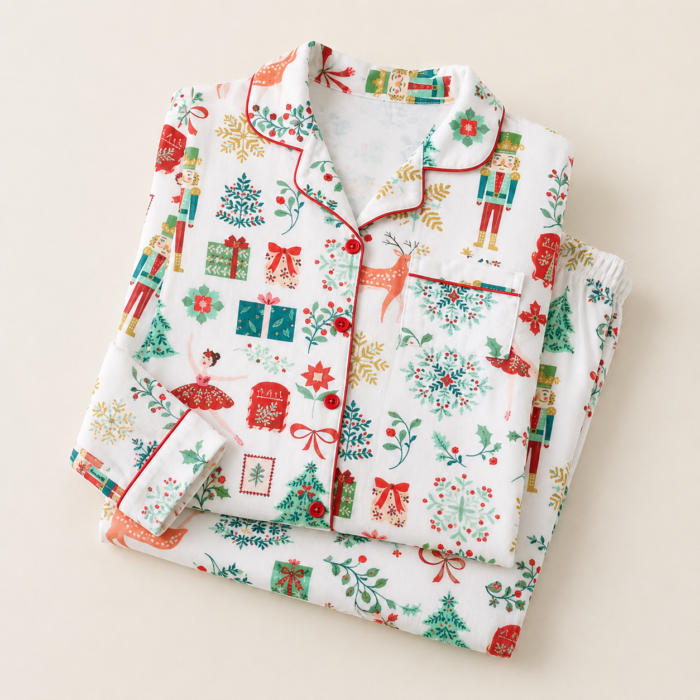 Women's Nutcracker Christmas Pajamas – Long Sleeve Button-Up Set