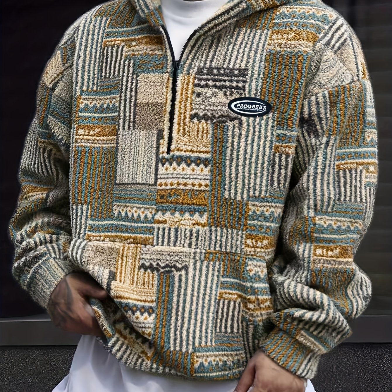 Men's Patterned Quarter-Zip Pullover – Plush Knit Sweater | Malcolm