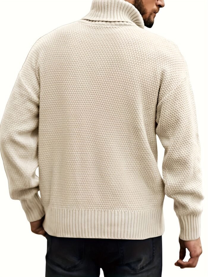 Men's Cable Knit Turtleneck Sweater – Classic Chunky Knit Pullover | Ambrose