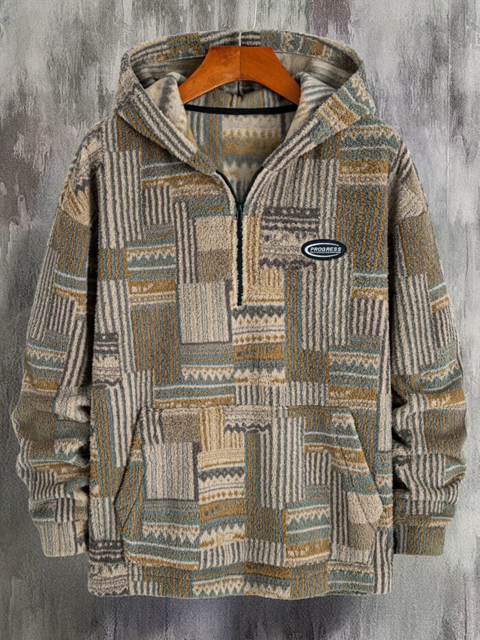 Men's Patterned Quarter-Zip Pullover – Plush Knit Sweater | Malcolm