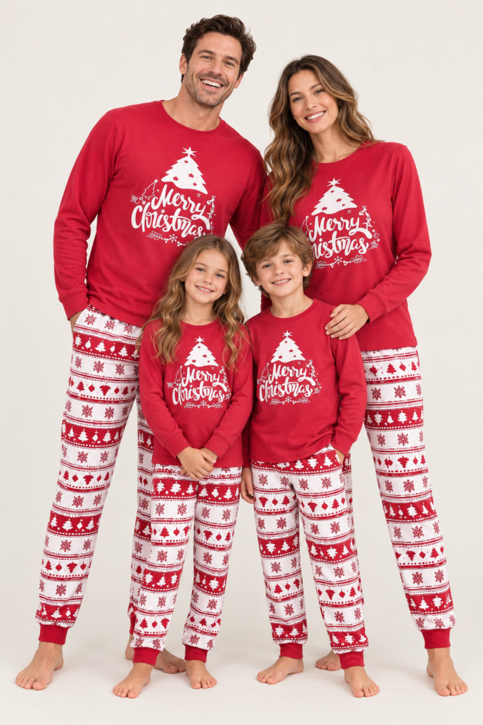 Matching Family Christmas Pajamas – Green & Red Sets for Adults & Kids
