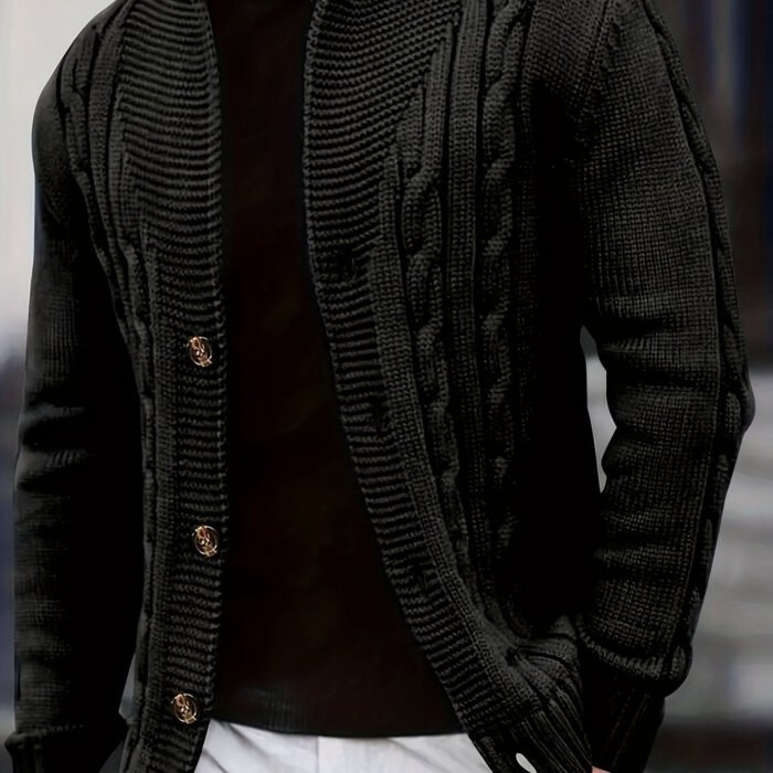 Men's Cable Knit Cardigan – Button Front Long Sleeve Sweater | Trevor