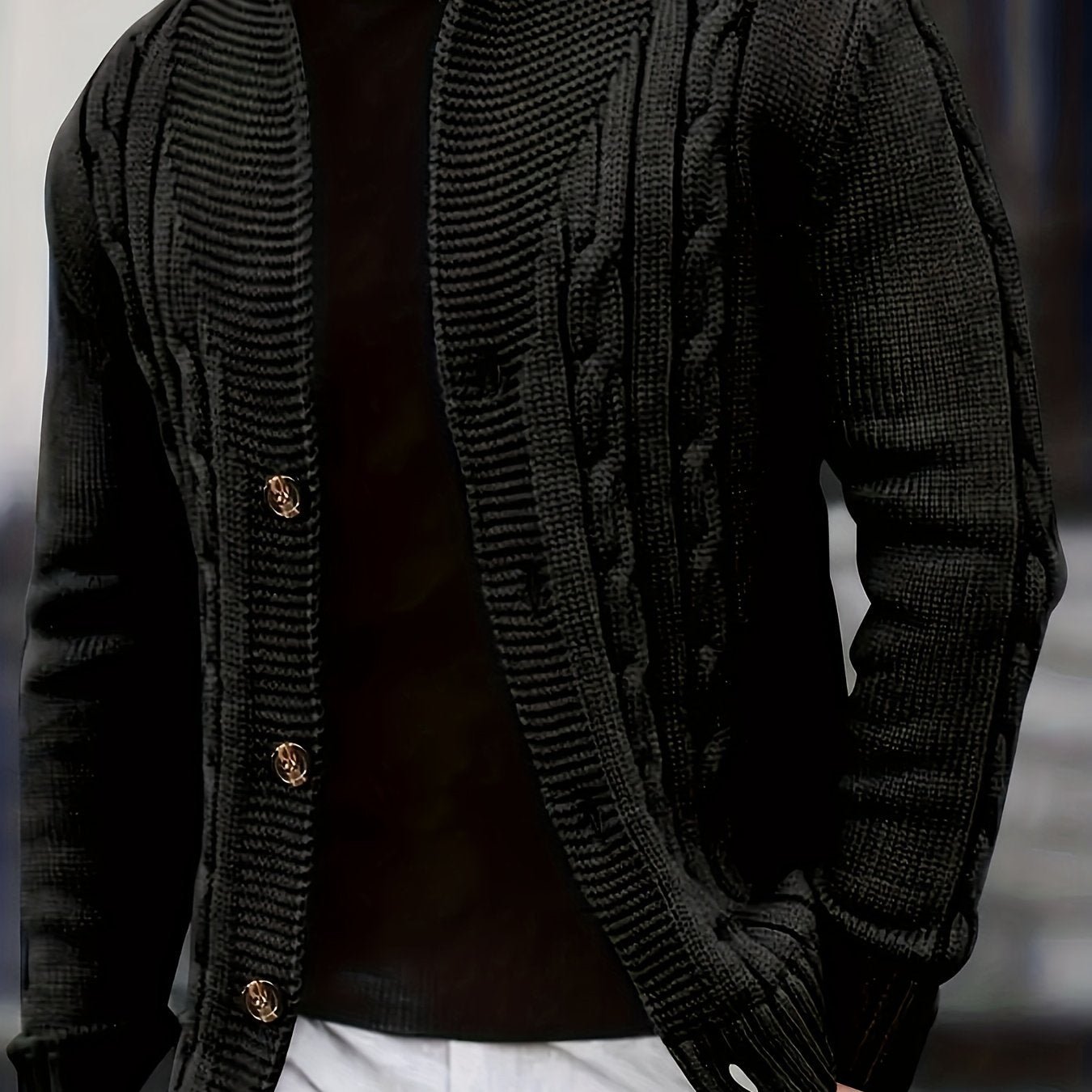 Men's Cable Knit Cardigan – Button Front Long Sleeve Sweater | Trevor