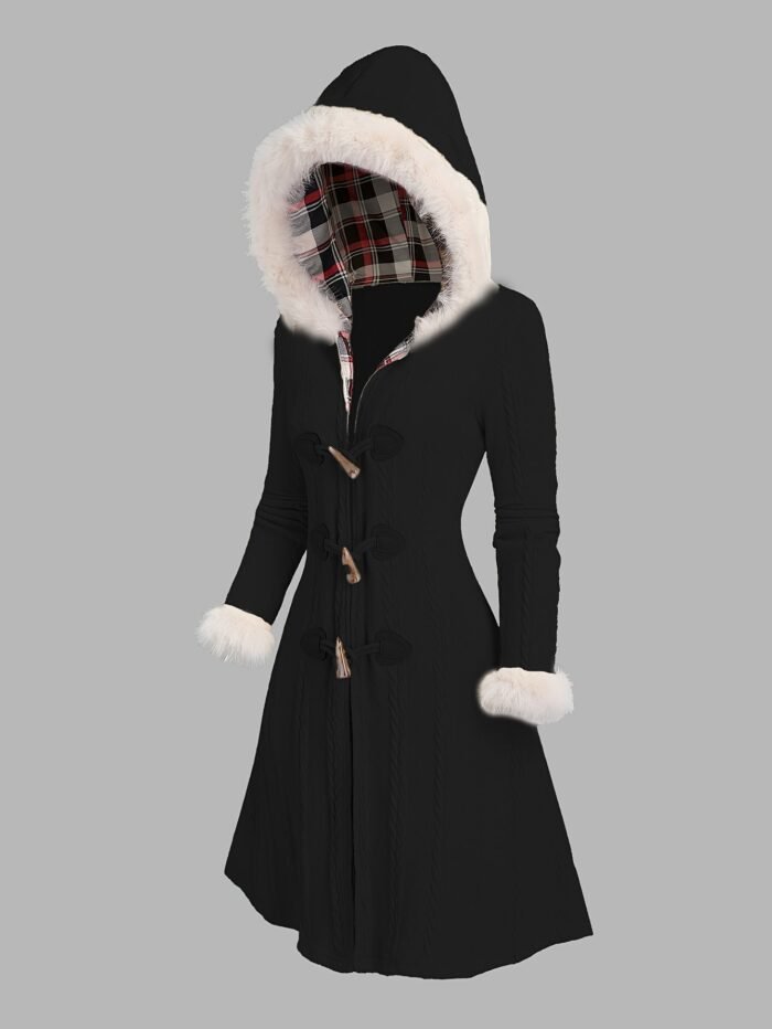 Women's Longline Hooded Coat – Fur-Trim Hood Warm Winter Coat | Nadia