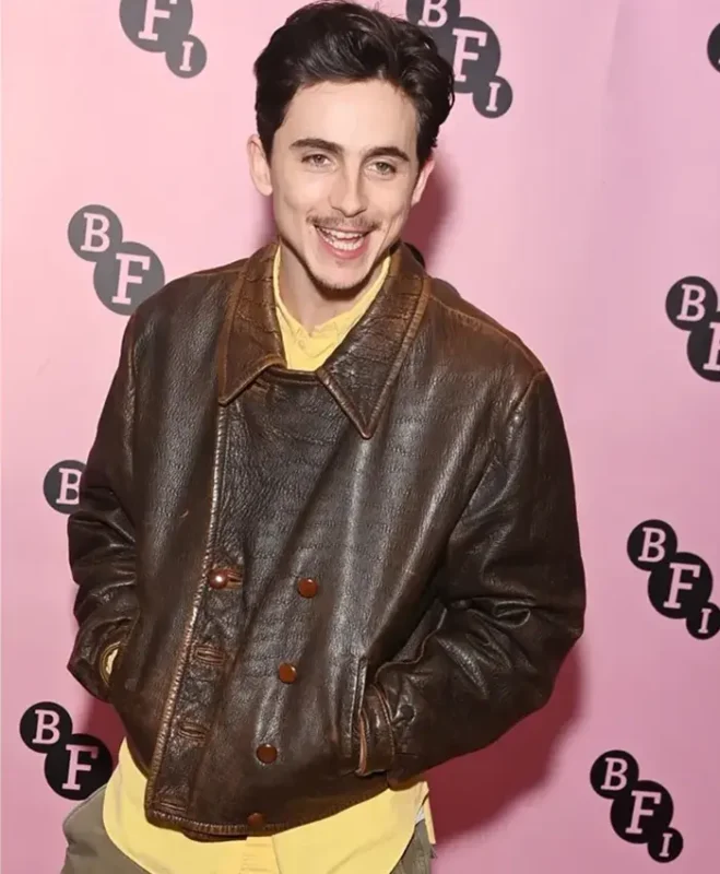 Buy BFI Timothee Chalamet Brown Leather Jacket