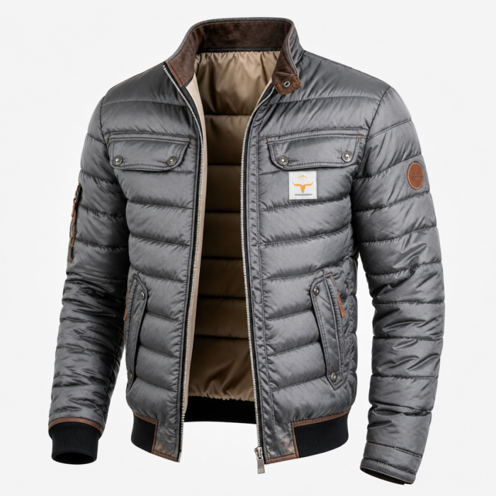 Men's Quilted Stand Collar Jacket – Padded Winter Jacket | Damian