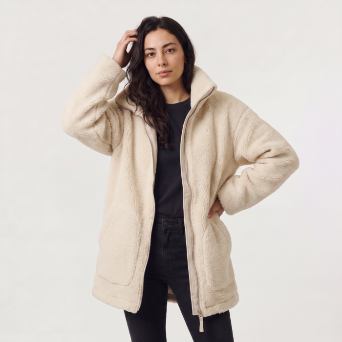 Women's Teddy Fleece Jacket – Sherpa Zip-Up Jacket with Pockets
