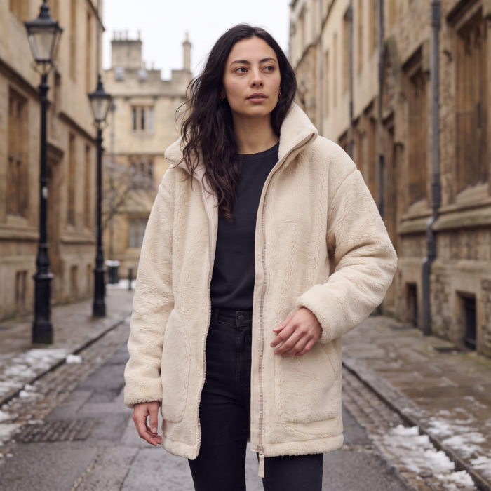 Women's Teddy Fleece Jacket – Sherpa Zip-Up Jacket with Pockets