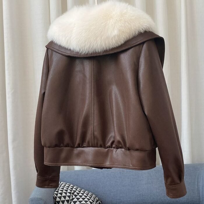 Women's Leather Bomber Jacket – Removable Hood Winter Jacket | Daphne
