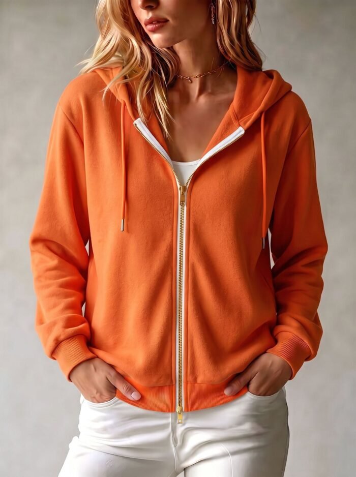 Women's Full-Zip Hoodie – Relaxed Cotton French Terry Hooded Sweatshirt