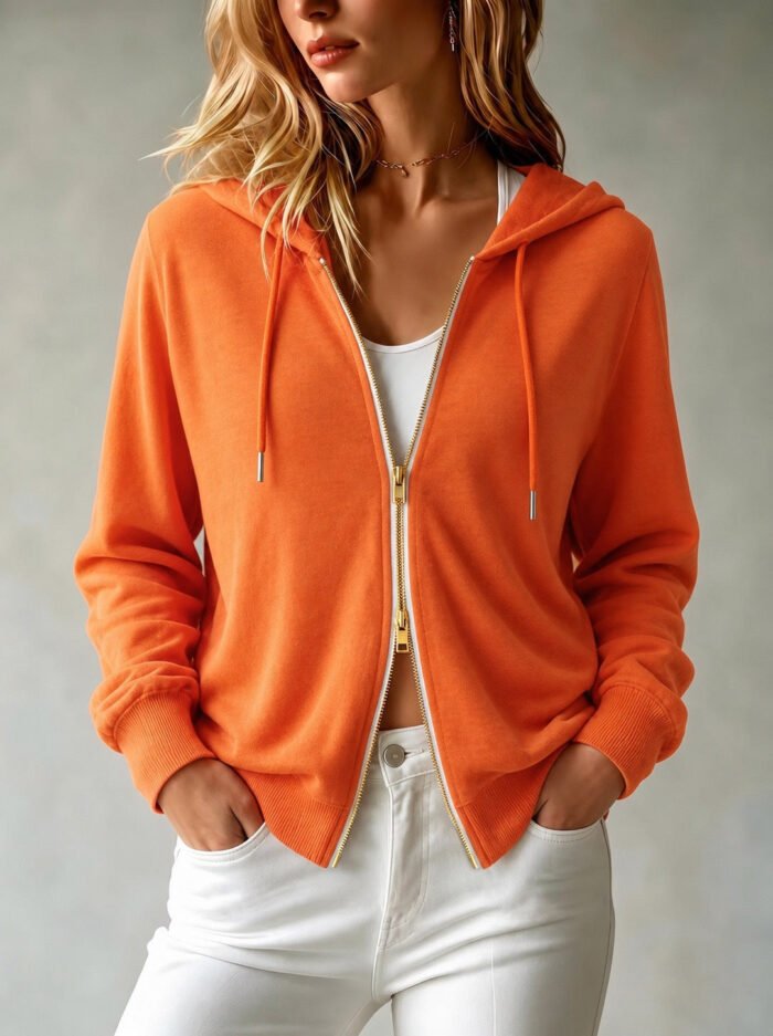 Women's Full-Zip Hoodie – Relaxed Cotton French Terry Hooded Sweatshirt