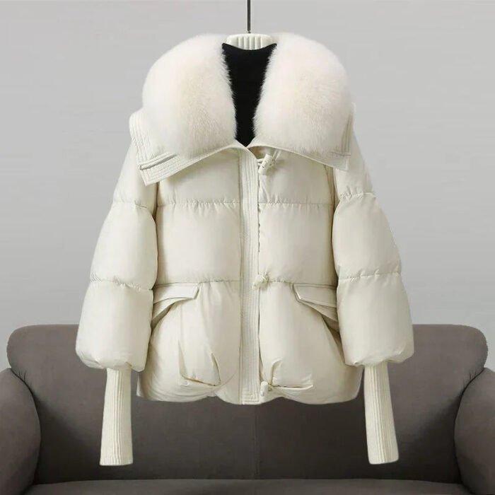 Women's Puffer Coat with Faux Fur Collar – Warm Quilted Winter Jacket | Indi