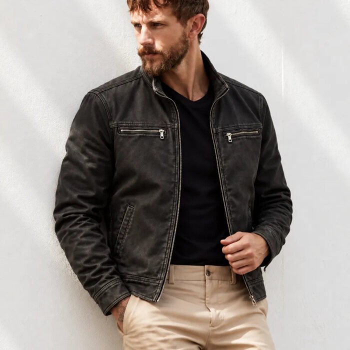 Men's Washed Cotton Field Jacket – Stand Collar Utility Jacket | Easton
