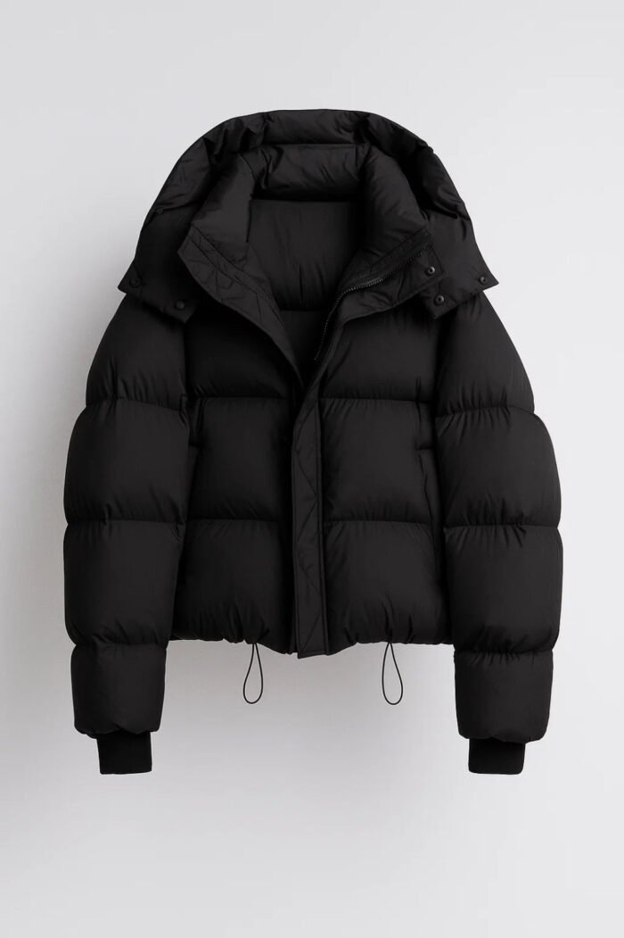 Women's Oversized Hooded Puffer Jacket – Padded Winter Coat with Drawcord Hem