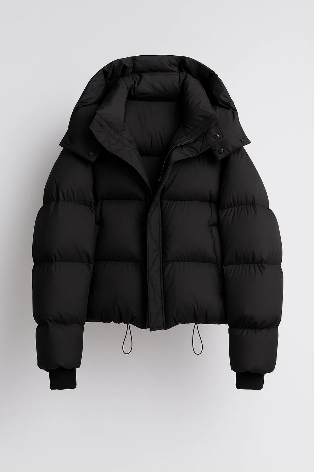 Women's Oversized Hooded Puffer Jacket – Padded Winter Coat with Drawcord Hem