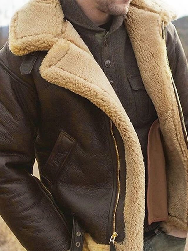 Men's Shearling-Style Aviator Jacket – Warm Winter Bomber | Austin
