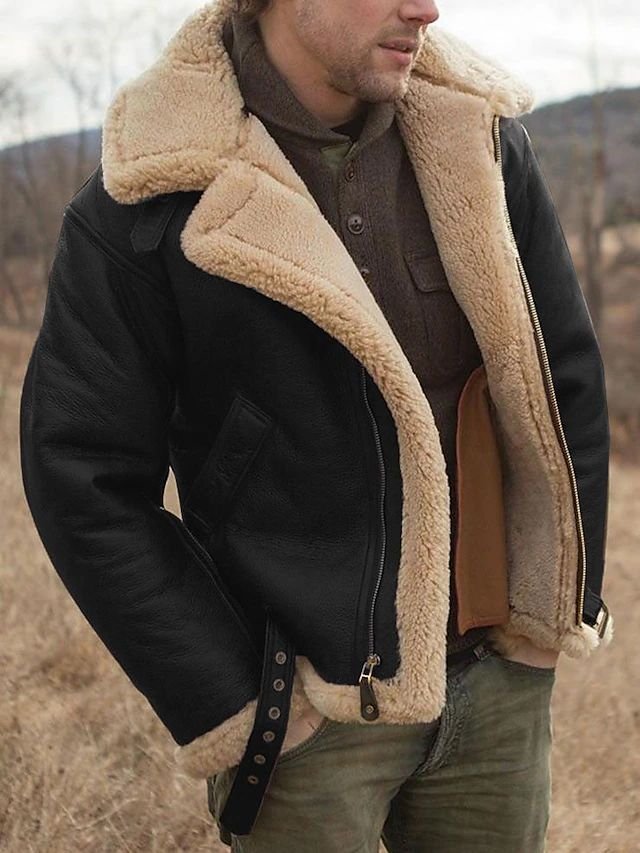 Men's Shearling-Style Aviator Jacket – Warm Winter Bomber | Austin
