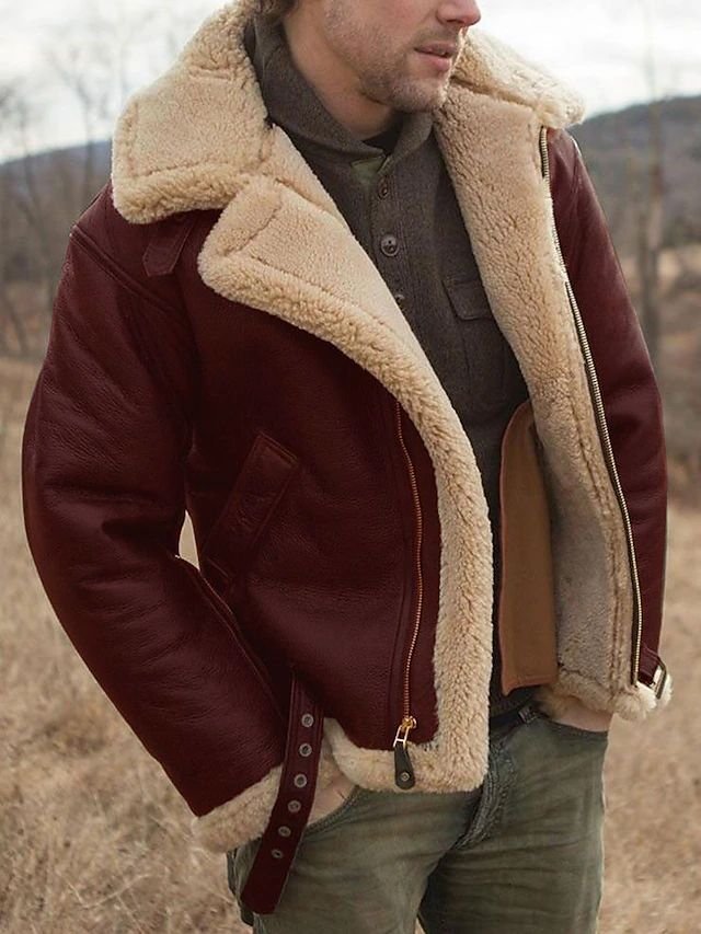 Men's Shearling-Style Aviator Jacket – Warm Winter Bomber | Austin