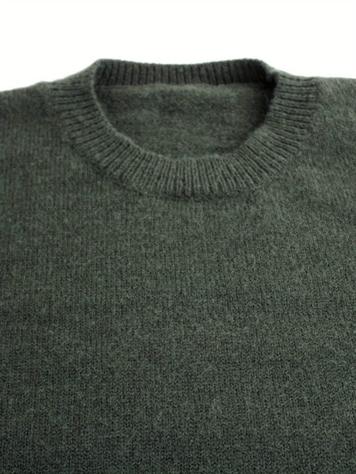 Women's Ribbed Knit Sweater – Striped Cuff Round Neck Pullover | Lydia