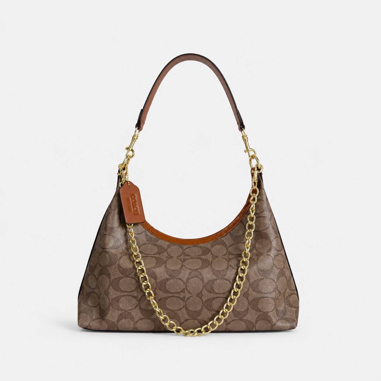 c5296935-6e77-4212-88a3-ce5705504219.png Leather Brown Pattern Hobo Shoulder Bag - Image 1