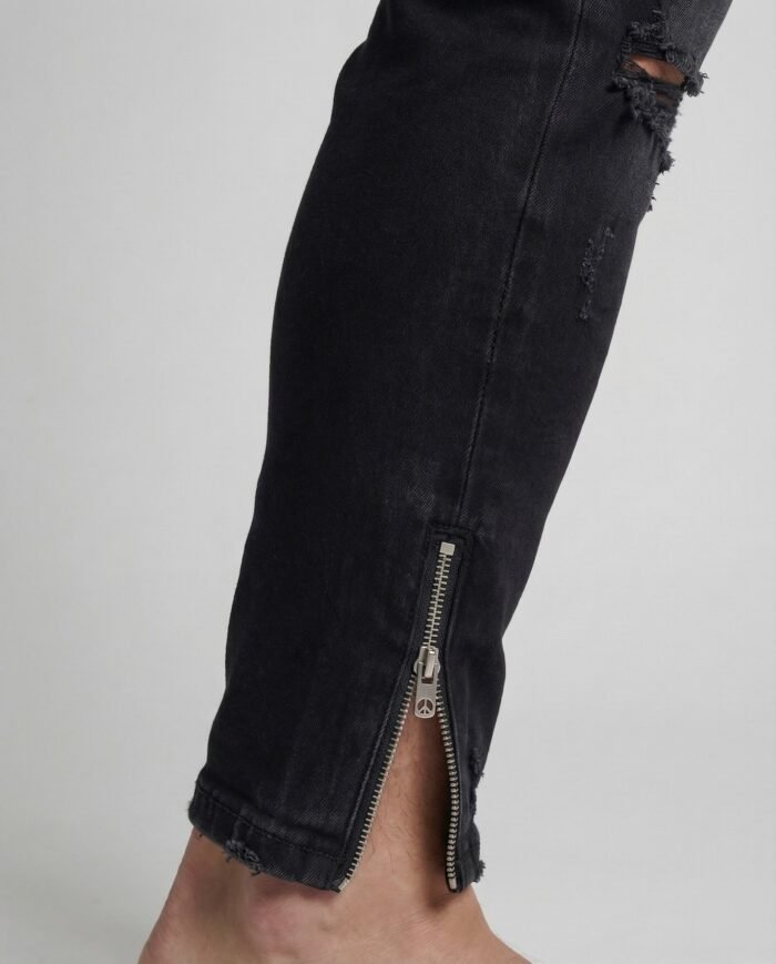 Men's Distressed Skinny Jeans – Ankle Zip Fitted Denim Pants