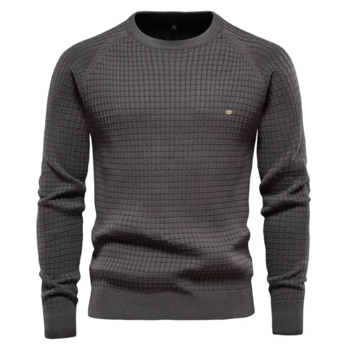 Men's Waffle Knit Sweater – Casual Crew Neck Pullover | Cole