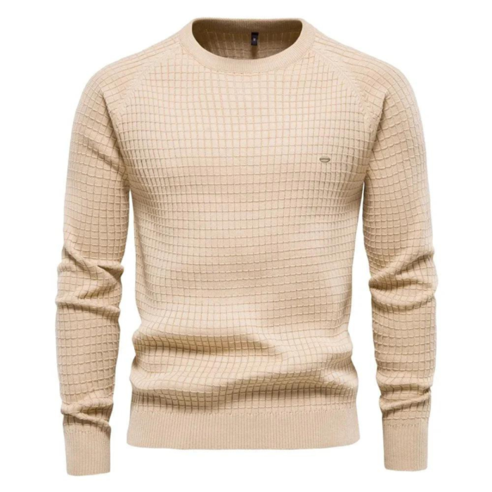 Men's Waffle Knit Sweater – Casual Crew Neck Pullover | Cole