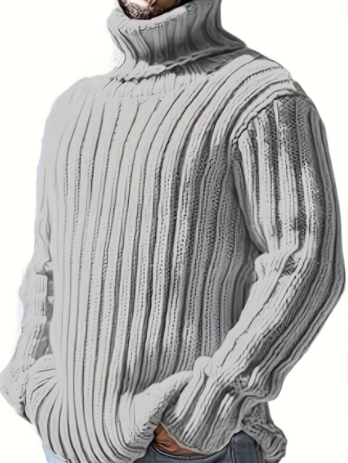 Men's Ribbed Knit Sweater – Relaxed Fit Crew Neck Pullover | Brennan