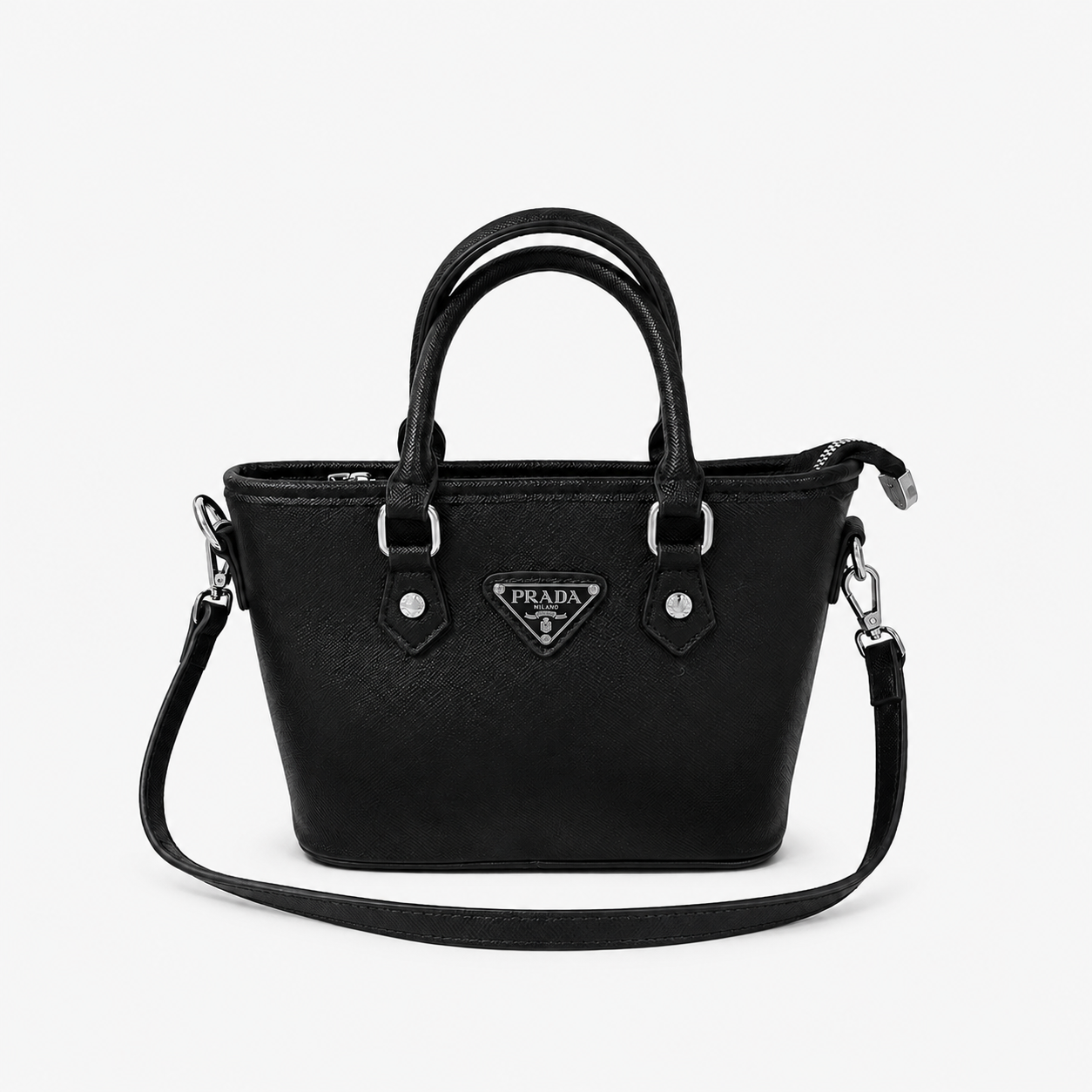 Leather PR Inspired Black Mini Tote Crossbody Bag - View 1